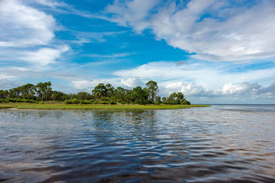 Port st. joe state park before hurricane michael. port st. joe bay. landscape, cloudscape.