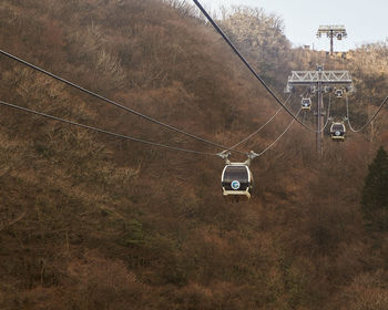 High angle view of overhead cable car on road