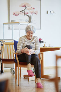 Senior woman stretching