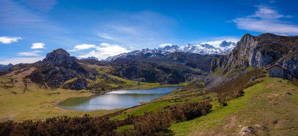 Scenic view of mountains against sky