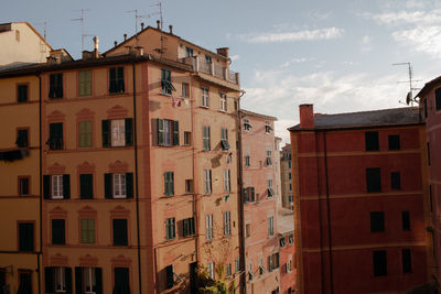 Low angle view of residential buildings against sky