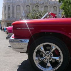 Vintage car on street in city