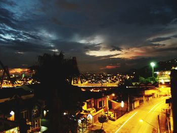 Illuminated city at night