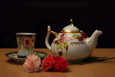 Close-up of tea cup on table