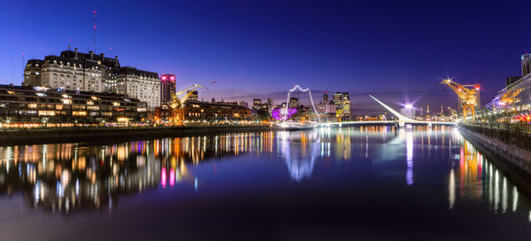 View of puerto madero against clear sky at dusk