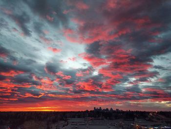 Scenic view of dramatic sky during sunset