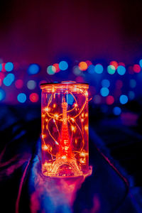 Close-up of illuminated light bulbs