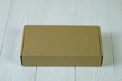 High angle view of paper on table