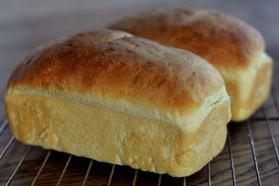 Loaf of bread on cooling rack