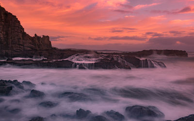 Scenic view of sea against sky during sunset