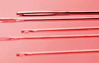 Close-up of pink knife on table