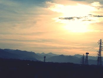 Scenic view of mountains at sunset