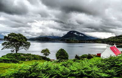 Scenic view of lake against sky