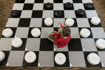 High angle view of various objects