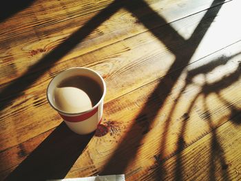 High angle view of coffee on table