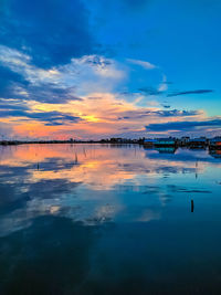 Scenic view of sea against sky at sunset