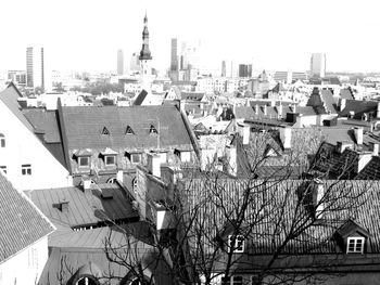 View of cityscape against clear sky