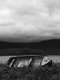 Abandoned landscape against sky