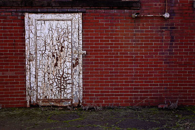 Closed door of building