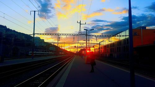 Railroad track at sunset