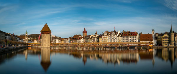 Reflection of buildings in city