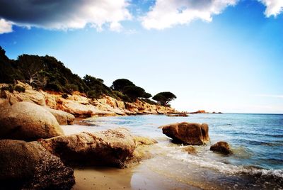 View along rocky beach