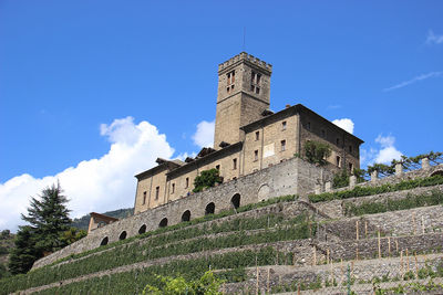 Low angle view of historic building against sky