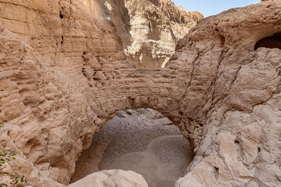 Low angle view of rock formations