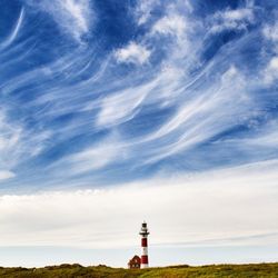 Low angle view of lighthouse against sky