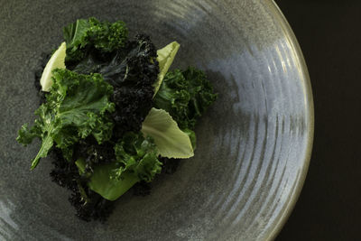 High angle view of vegetables in plate