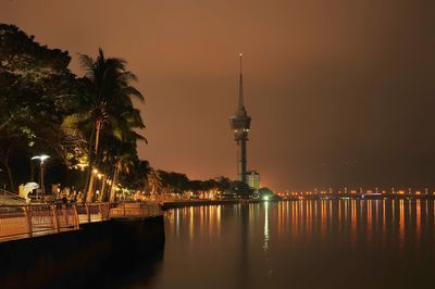 Illuminated buildings at night