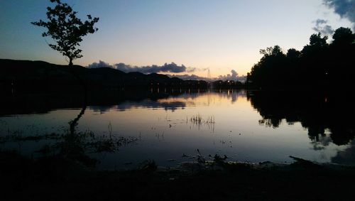 Scenic view of lake during sunset