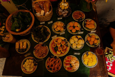 High angle view of food on table