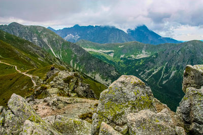 Scenic view of mountains against sky