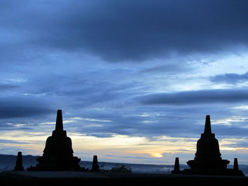 View of temple at sunset