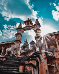 Low angle view of old building against sky