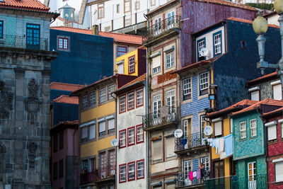 Low angle view of buildings in town