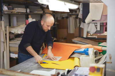 Man working on table