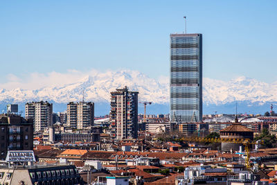 View of skyscrapers in city