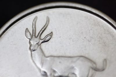 Close-up of coins on black background