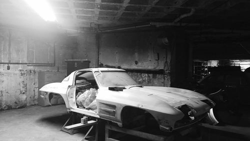 Vintage car in garage