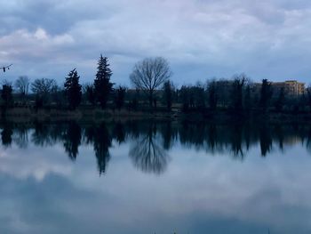 Scenic view of lake against sky