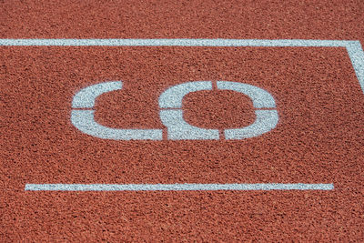 Starting line of running track