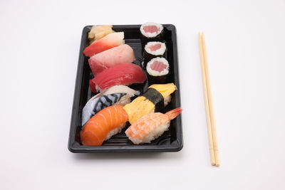 High angle view of food on white background