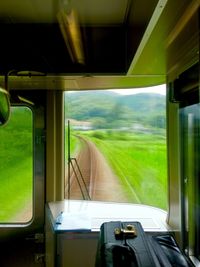 View of train on road