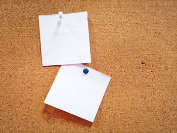 High angle view of empty paper