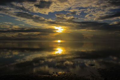 Scenic view of sea against cloudy sky