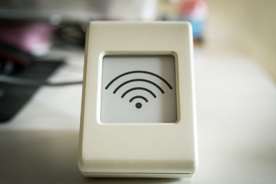 Close-up of telephone booth at home