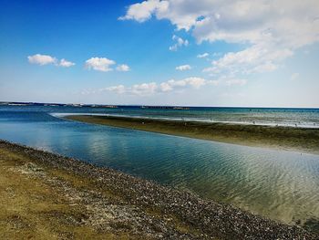Scenic view of sea against cloudy sky
