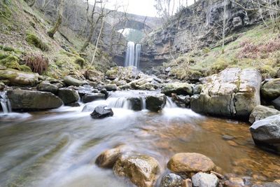 Scenic view of waterfall